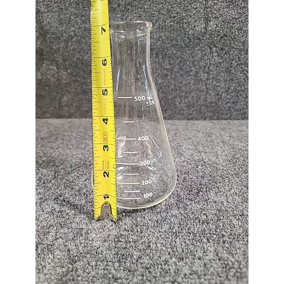 Vintage Glass Pyrex 4980 500 mL Erlenmeyer Flask Beaker USA Clean - Picture 4 of 5